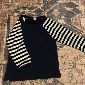 Navy blue with stripe sleeve top
